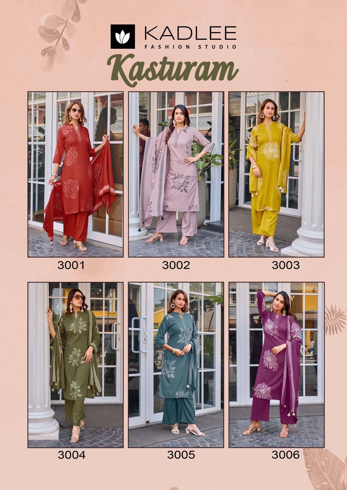 Kasturam By Kadlee 3001 To  3006 Series Beautiful Festive Suits Colourful Rayon print Stitched dresses At Wholesale Price